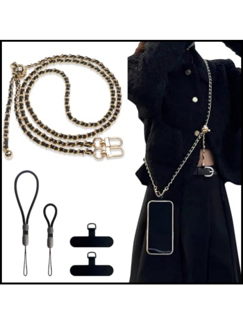 Leather Crossbody Phone Strap Lanyard Adjustable Wrist Finger Strap